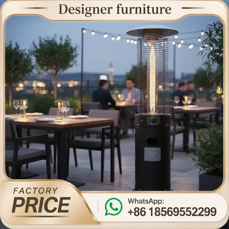 Steel Round Glass Tube For Gas Patio Heater Black Powder Coating Outdoor Garden Heating Replacement Parts Durable