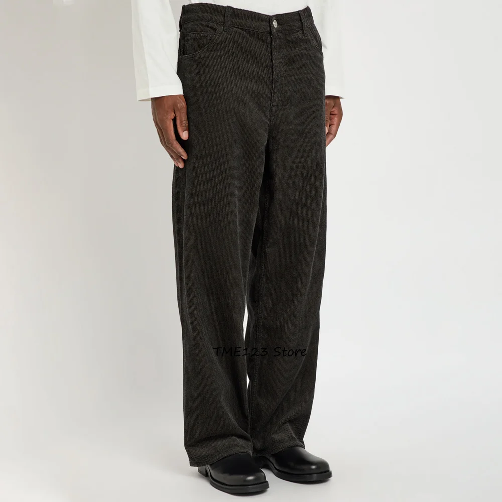 

Stylish Straight Pants for Man Loose Fit Corduroy Fabric Wide-leg Men's Trousers Business Casual Work Trouser Tailoring Classic
