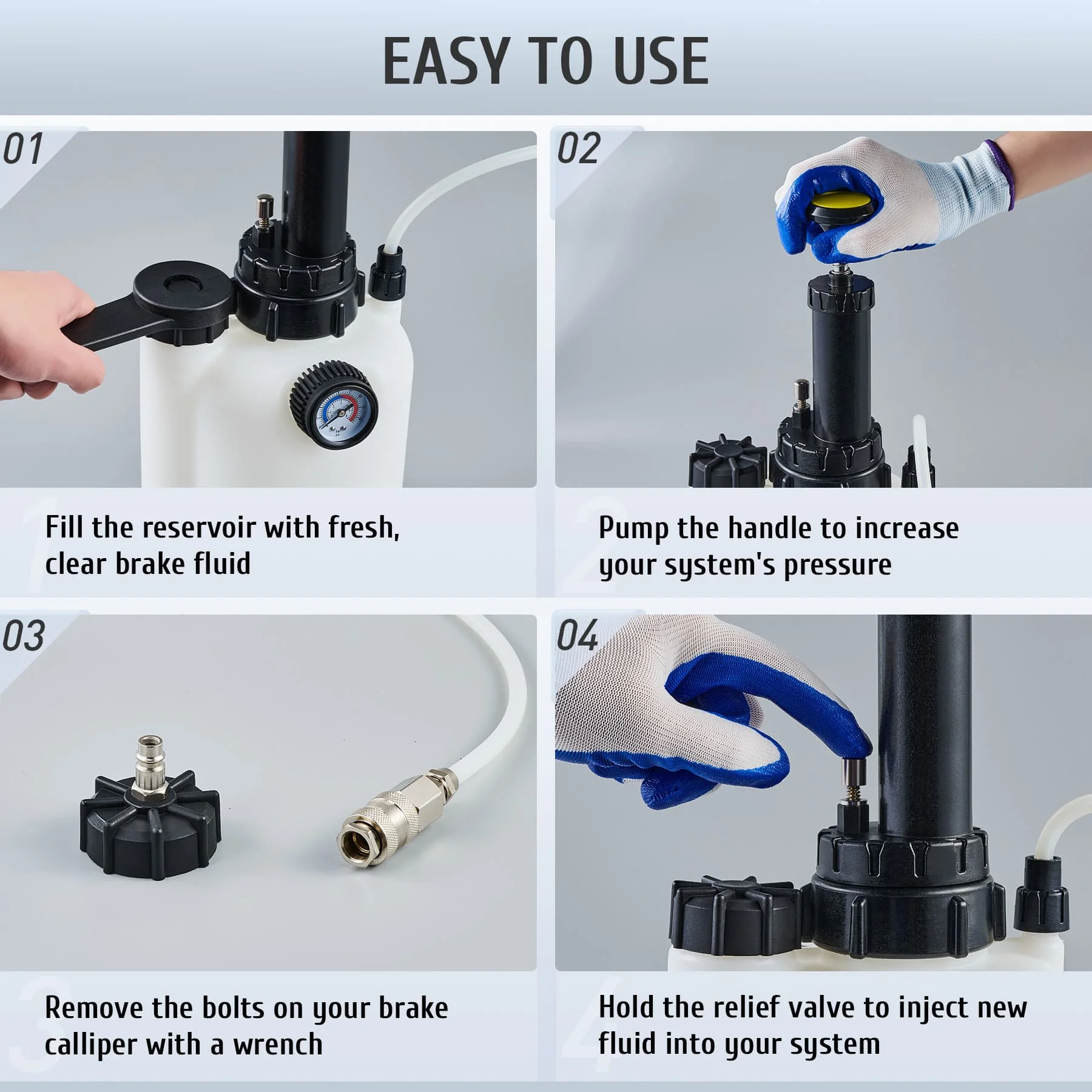 3L Manual Car Brake Bleeder Kit with 1L Oil Bottle Fluid Pressure Bleeding Hydraulic Filling Changer Vacuum Pump Refueling Tool