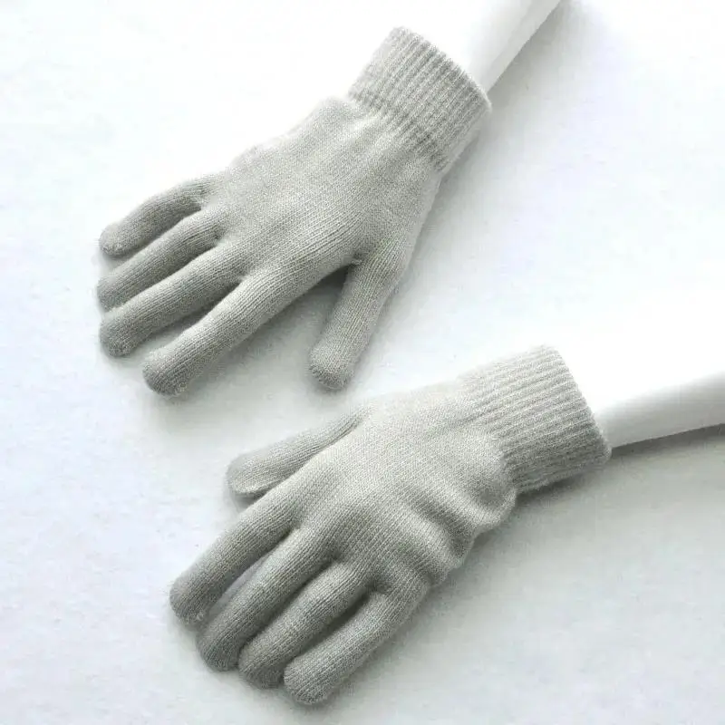 

Winter Knitted Plush Gloves Women Men Autumn Thickened Solid Color Full Finger Mittens Hand Warmer Couple Cycling