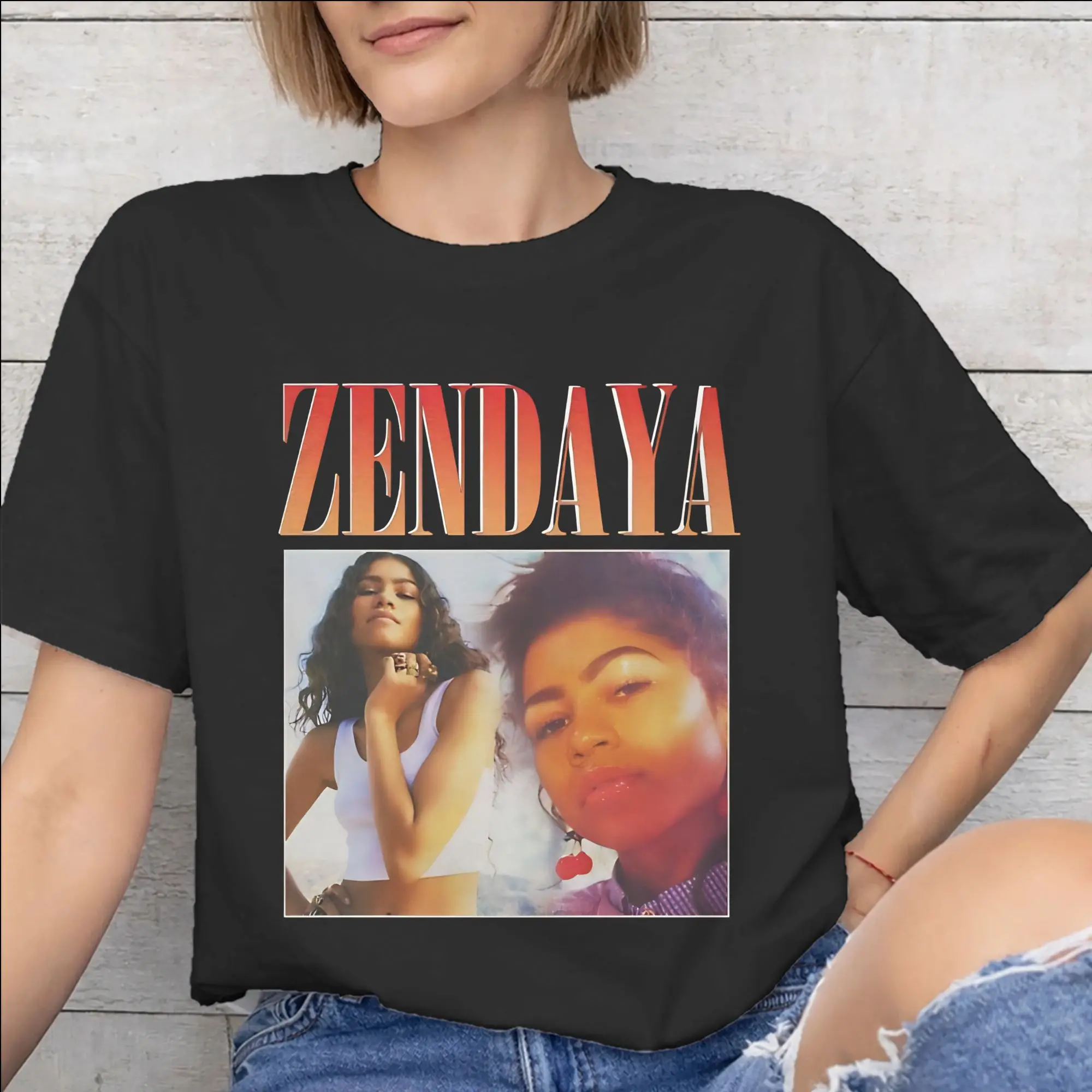 Printed Ruby Rue Zendaya T Shirt for Men Women  Cotton Tee Shirt Short Sleeve Clothes