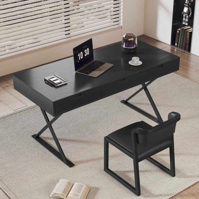 

Black Designer Modern Office Desks Storage Drawers Asthetic Organizer Standing Computer Desks Study Home Escritorio Furniture