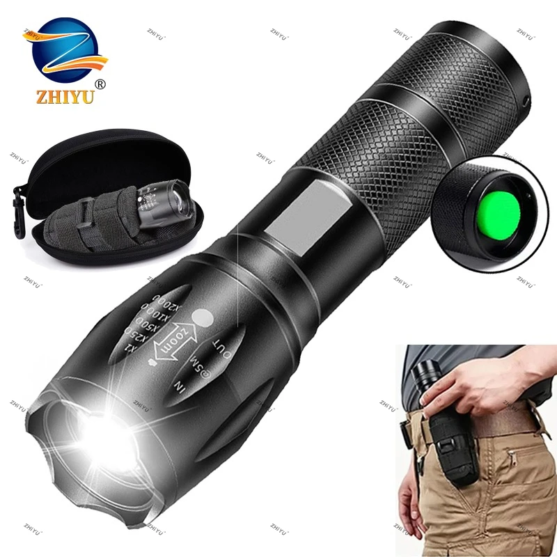 Aluminum Alloy T6 Flashlights LED Tactical Zoomable Flashlight Waterproof Camping Torch with 18650 Battery Long Lasting Lantern