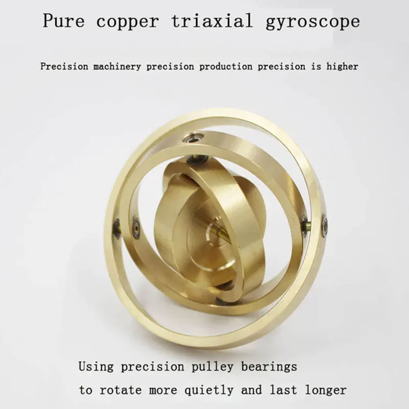 Pure Copper Gyroscope Precision Mechanical Triaxial Gyro Metal Boy Angular Momentum Gyroscope Balance Toy