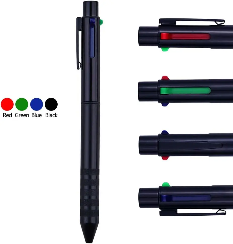 Multi Color Pen white 4  1 Multi  Pen with Black, Blue, Red, Green, Metal Gel Ballpoint Pen, 1-Count (White) Girl stamps Kscraft