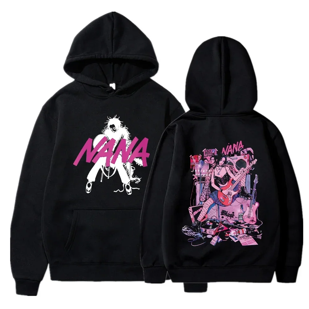 y2k clothes Male and female Nana printed hooded sweatshirt long sleeved sweatshirt retro style Y2K Harajuku aesthetic neutral
