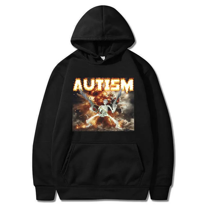 Sudadera con capucha con estampado de esqueleto de Autismo para hombre y mujer, ropa de calle de gran tamaño, divertida, Punk, Calavera, moda gótica