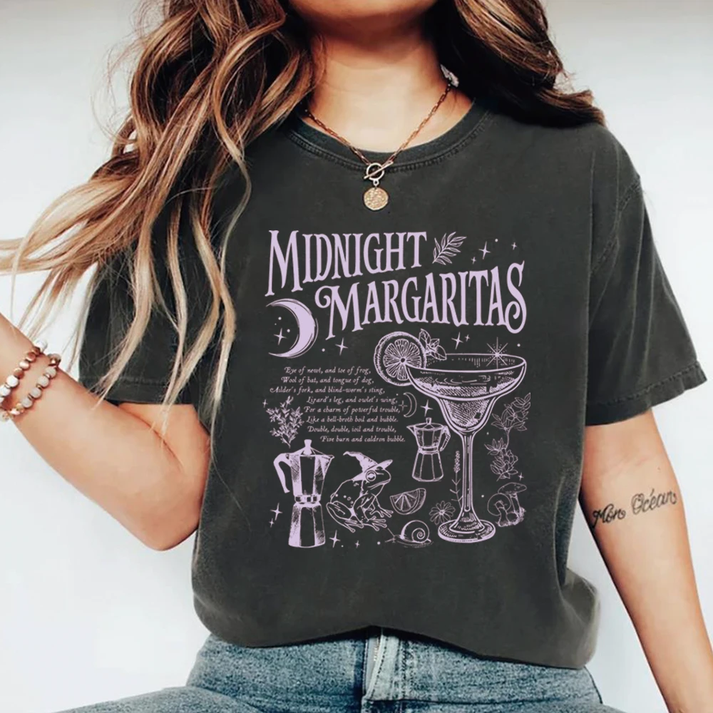 Midnight Margaritas T-Shirt, Salt Rosemary Lavender Love T-Shirt, Witchy Tee, Halloween-Shirts, Retro-Grafik, kurze Ärmel, Tops, T-Shirts – Detail 5