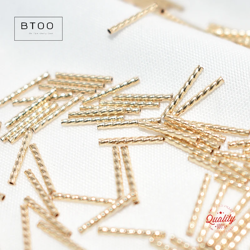 14K Gold Filled Gerade Geschnittene Twist-Tube-Perlen, Gold Filled Twist-Tube-Perlen, Abstandshalter-Tube, Anlaufbeständige Schmuckkomponenten – Detail 10
