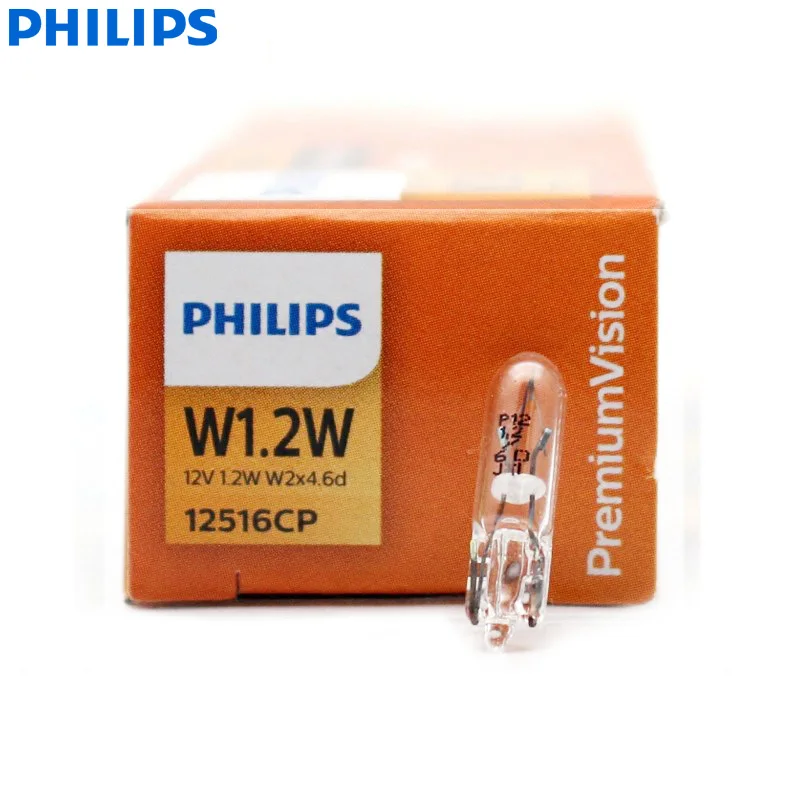 Philips W1.2W T5 12V 1.2W W2x4.6d Vision Standard Car Interior Light Original Plate Lamps Reading Bulbs 12516CP Wholesale 10pcs