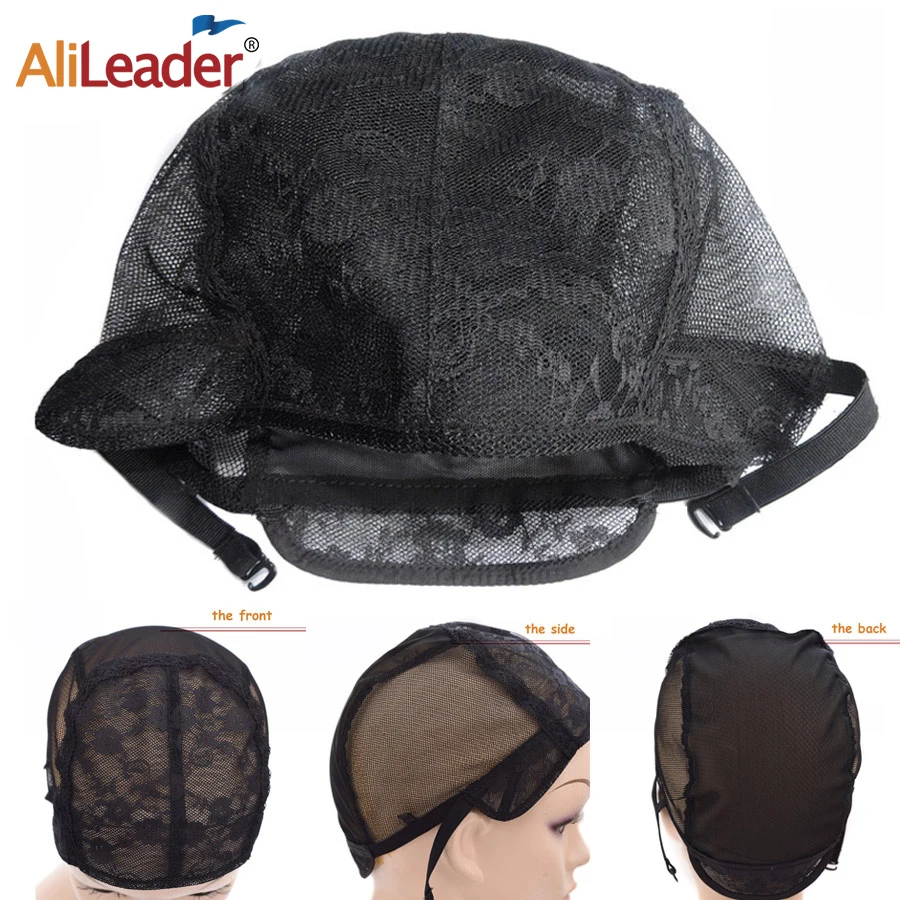 Best XL/L/M/S Adjustable Weaving Cap For Wig Making, Double Layer Lace Wig Caps For Sale, Black Hairnet Nylon Wig Cap 10 Pcs/Lot