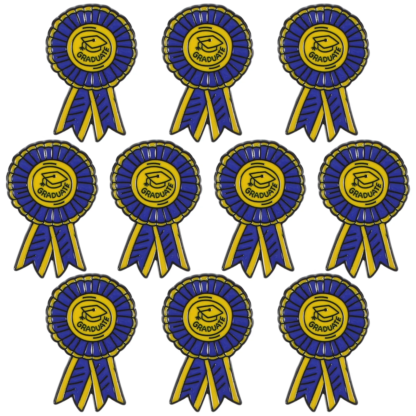 10Pcs Graduation Lapel Pin School Prize Badge Alloy Rosette Brooch Student Award Medal Ceremony Party Favor Souvenir