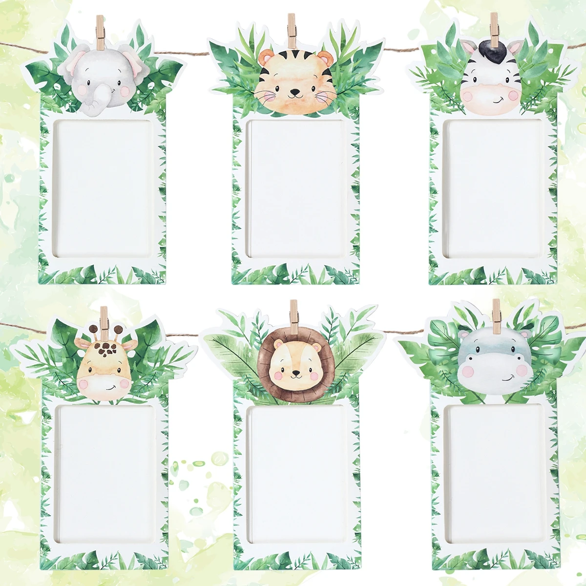 Jungle Animals Paper Photo Frame Banner Safari Birthday Party Decoration Wild One Birthday Decoration Jungle Baby Shower Decor