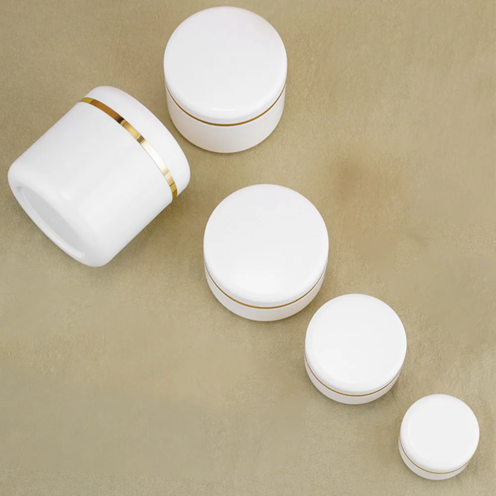 50pcs 10g 20g 30g 50g 100g Cosmetic Jars with Lids Plastic Cream Travel Container Empty White Makeup Bottle Pot 150g 200g 250g