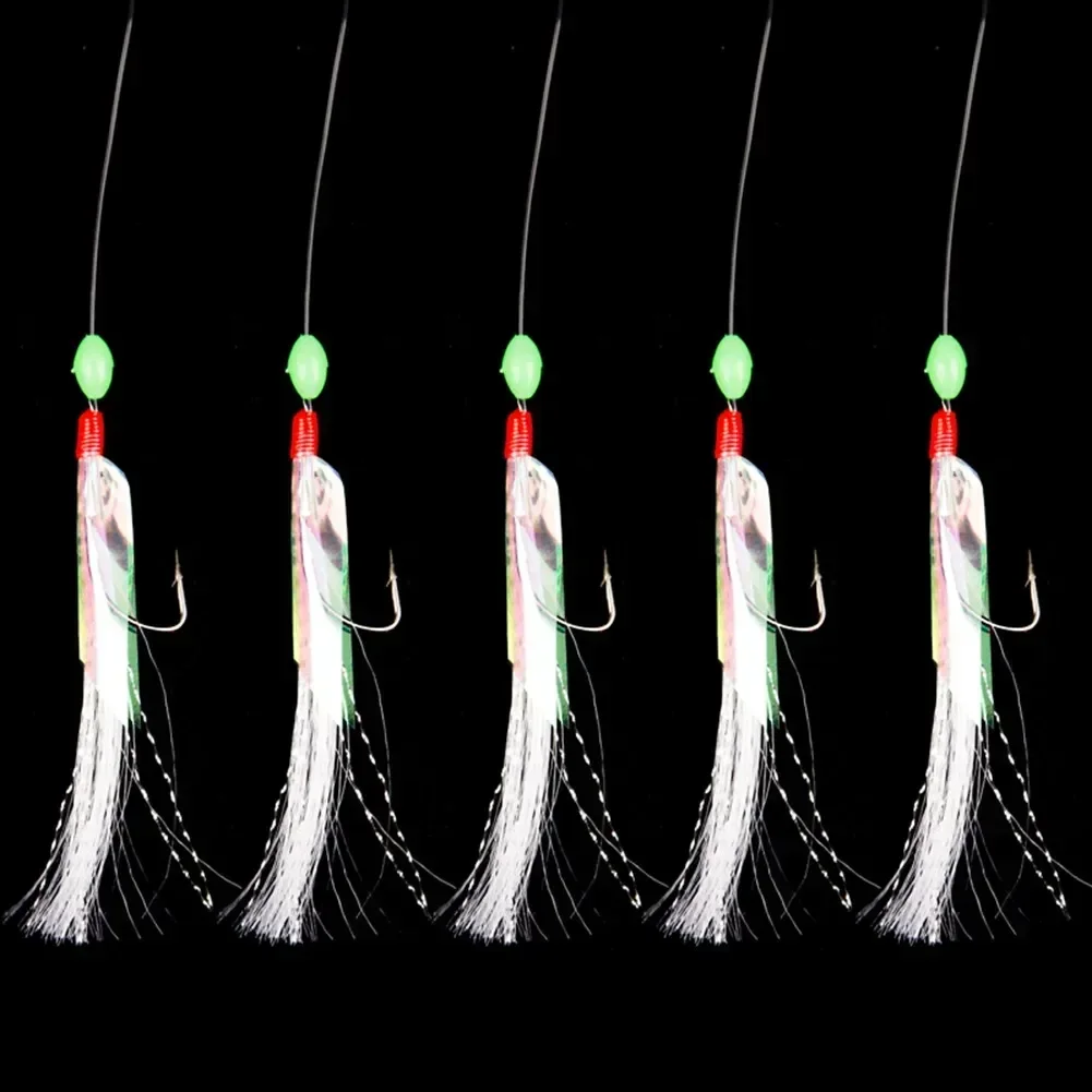 Fishhooks Fishing Accessories Sea 5 Hook Bait Feather Fishing For Sabiki Herring Lure Mackerel  Fishing Goods