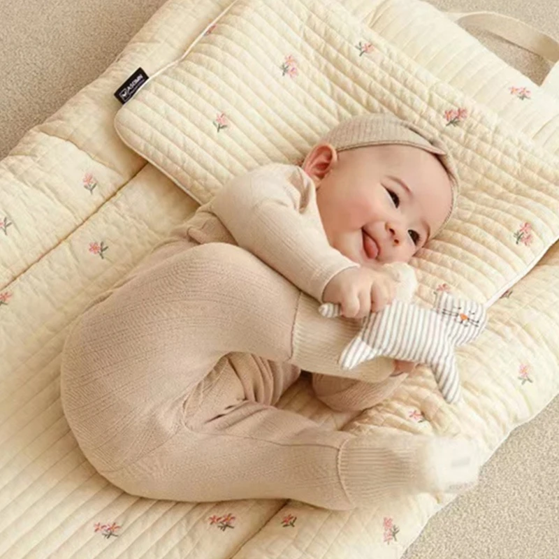 90x65CM Babynest Newborn Cotton Portable Dual-use Mattress Breathable Mesh Baby Sleeping Bed Kindergarten