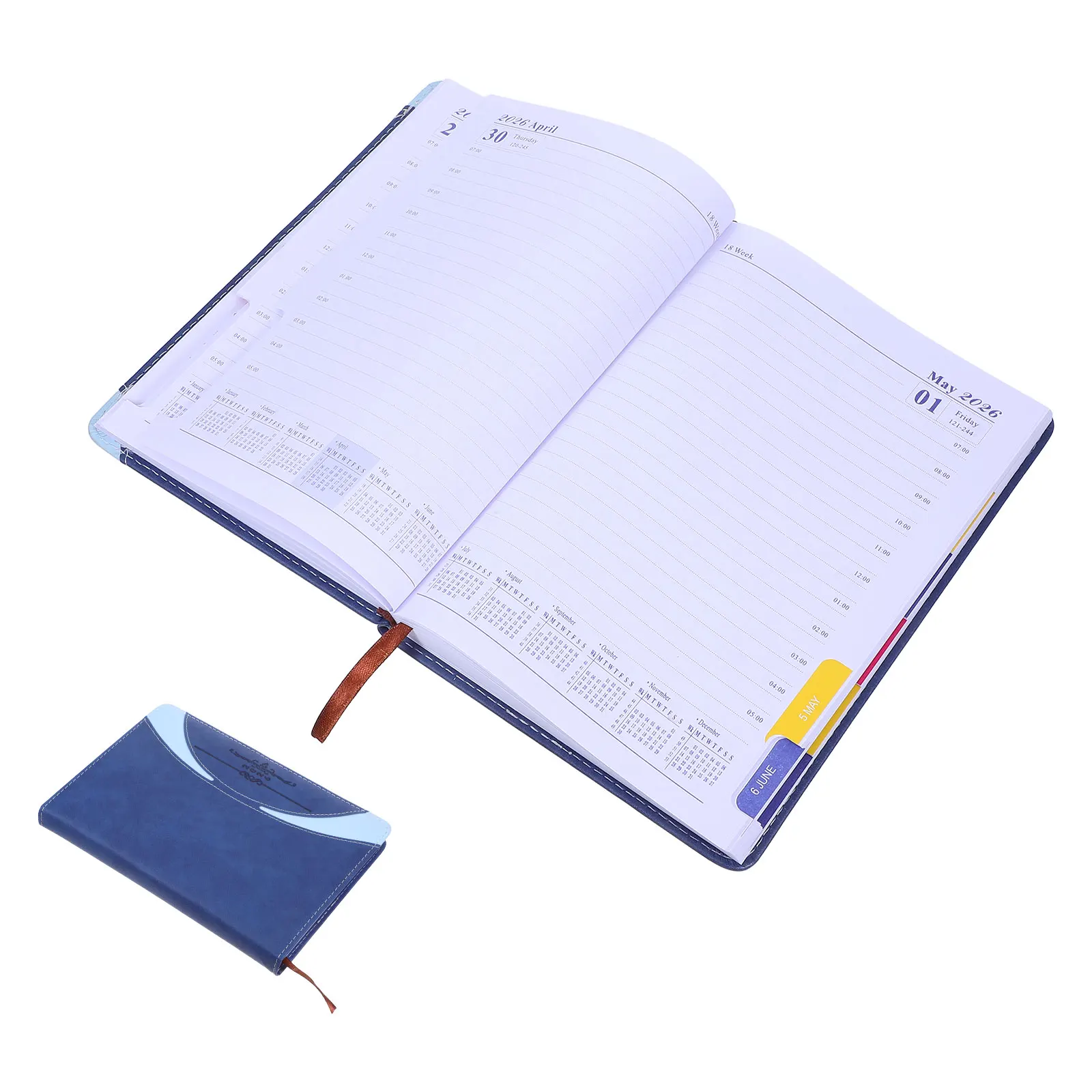 

2026 Diary Calendar Book Blank Journal A5 Size Black Planner PU Cover Monthly Index Bookmark Notebook Students Writing