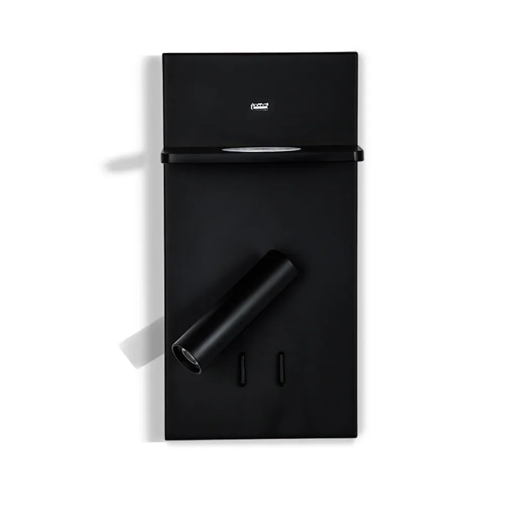 Modern Minimalist Hotel Bedroom Bedside LED Adjustable Reading Bedside Lamp USB Wireless Charging Wall Lamp