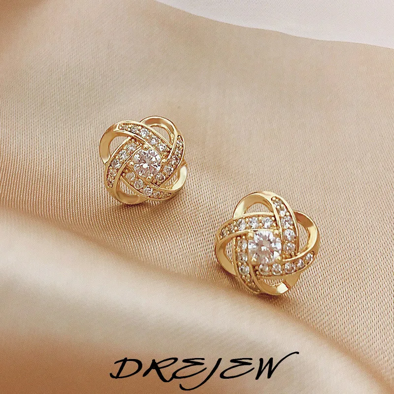 DREJEW الكورية موضة الصليب الجوف وأقراط التألق مطعمة حجر الراين القرط للنساء 2025 هدايا مجوهرات الزفاف الأنيقة #1