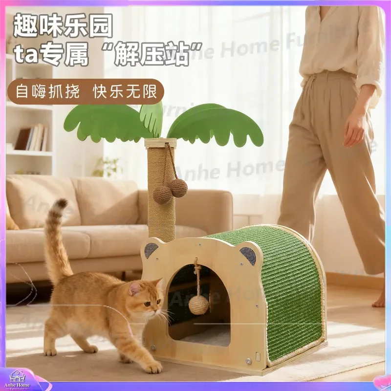 Cat Climbing Frame with Nest House All Seasons Universal Cat Tree Scratch Resistant Jumping Platform Paw Column Scratching