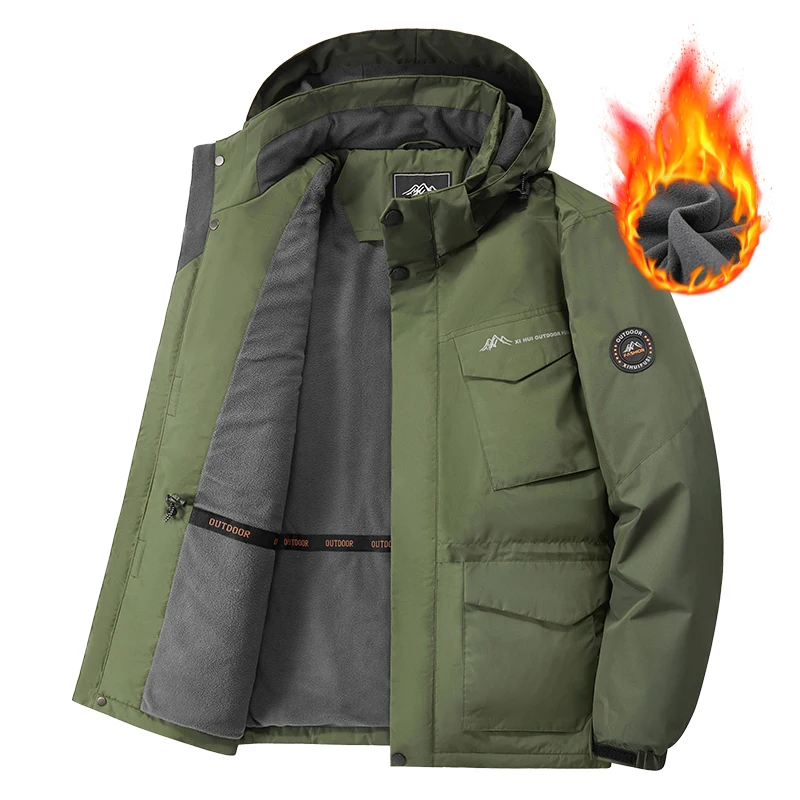 

Men's Spring Autumn Jackets Casual Outwear Hiking Windbreaker Hooded Coats Outdoor Multi-Pockets Men Sports Jacket Cargo Jackets