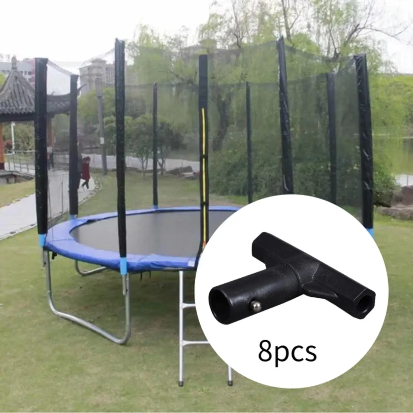 

8-компонентный соединитель для батута, Т-образная трубка, защитные детали, прочные аксессуары, соединение для паркового двора, сада, лужайки, заднего двора
