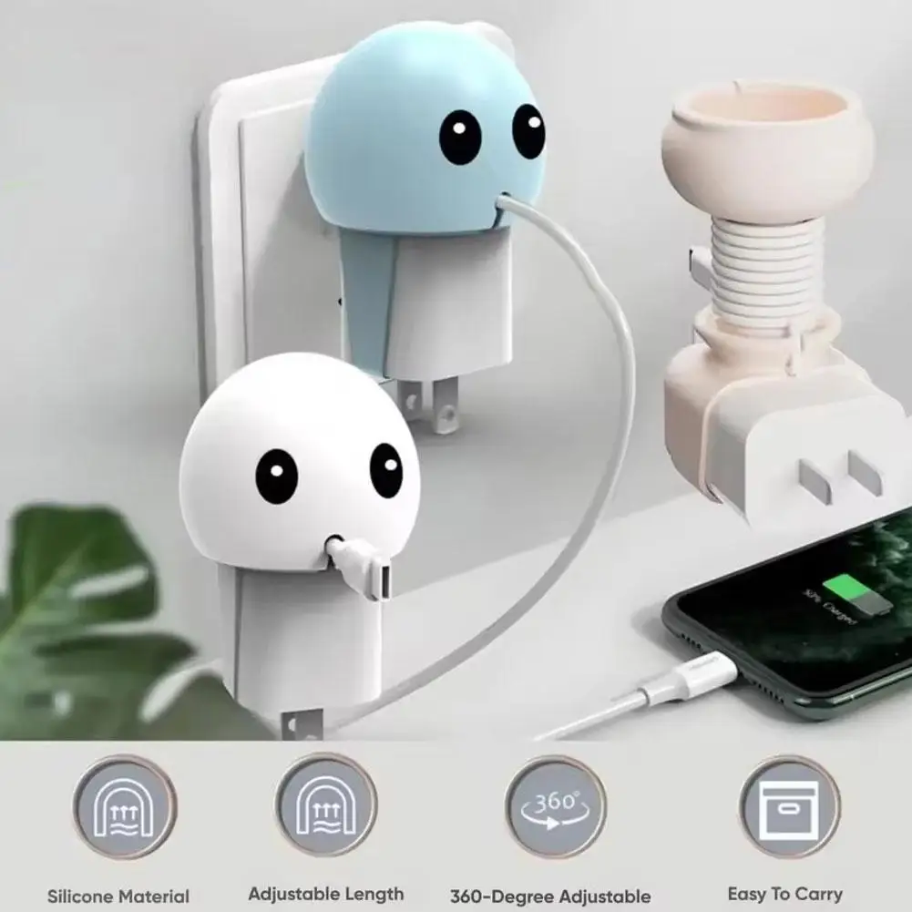 Portable Charger Cable Case, Cartoon Silicone Data Cable Holder with Charger Head Storage, Desktop Cable Management