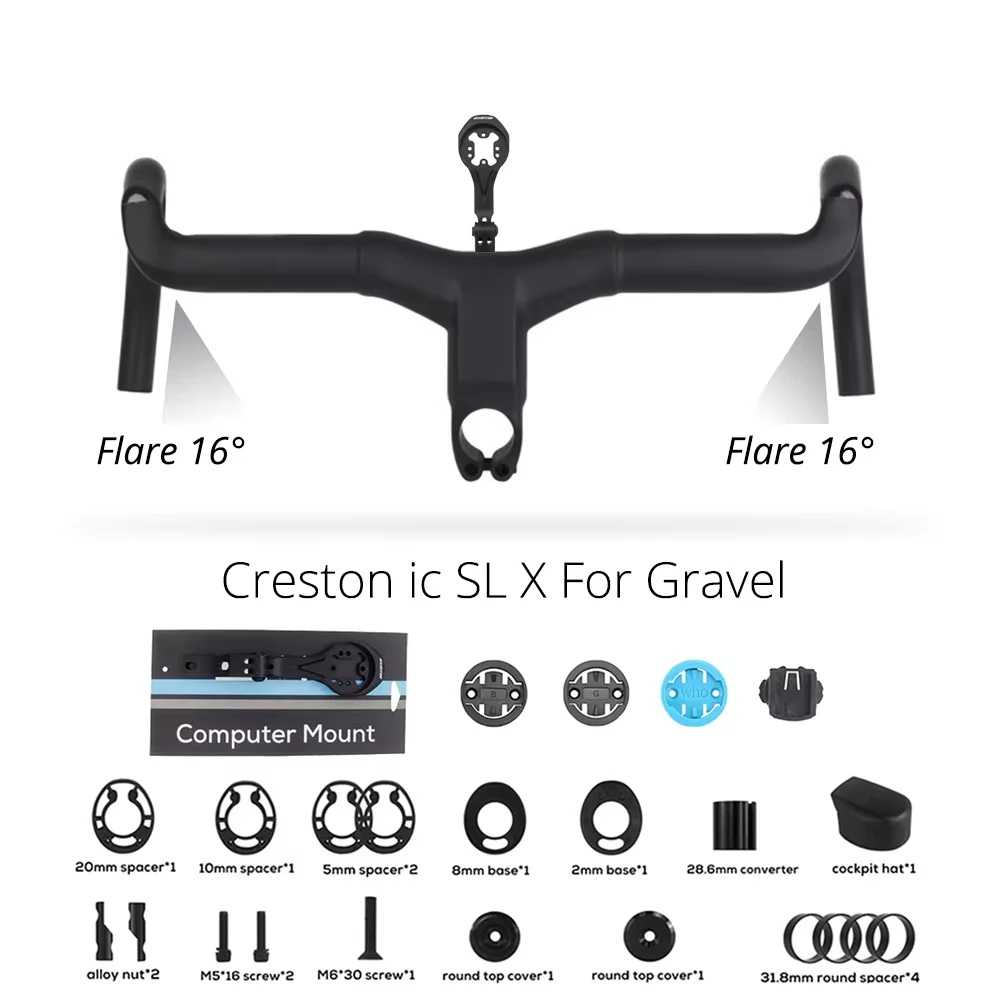 AliExpress ULLICYC Creston IC Sl x  Full Internal Cable Routing Road Handlebar T1000 Carbon Integrated Gravel Cockpit Di2 With Mount