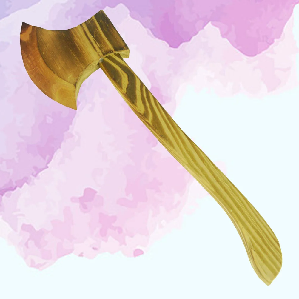 1 Stuks Houten Bijl Verkoolde Duurzaam Levensecht Gepolijst Veilig Hands-on Prop Halloween Kostuum Accessoire Decoratie Collectie