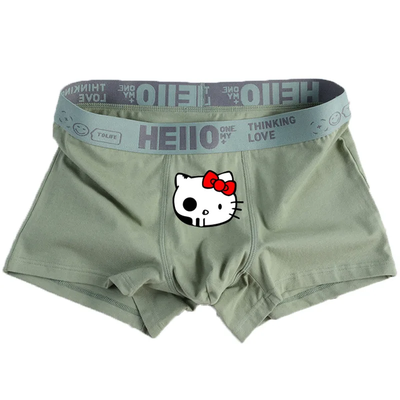 Sanrio Cute Cartoon Hello Kitty Trend Teenager Cotton Men\'s Underwears Graphene Antibacterial Crotch Plus Size Boxers Gift