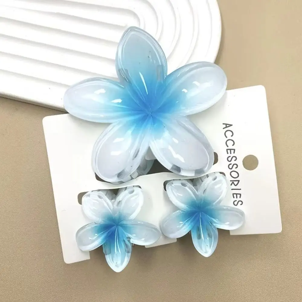 3Pcs/Set New Gradient Hair Claws Plumeria Flower Sweet Flower Hawaiian Flower Hair Clip Clamp Acrylic Hairpin Summer