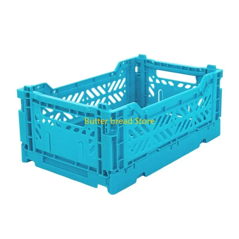 W89C Multipurpose Desktop Organiser Storage Container Stackable Foldable Plastic Basket for Home Offices and Kitchen Use