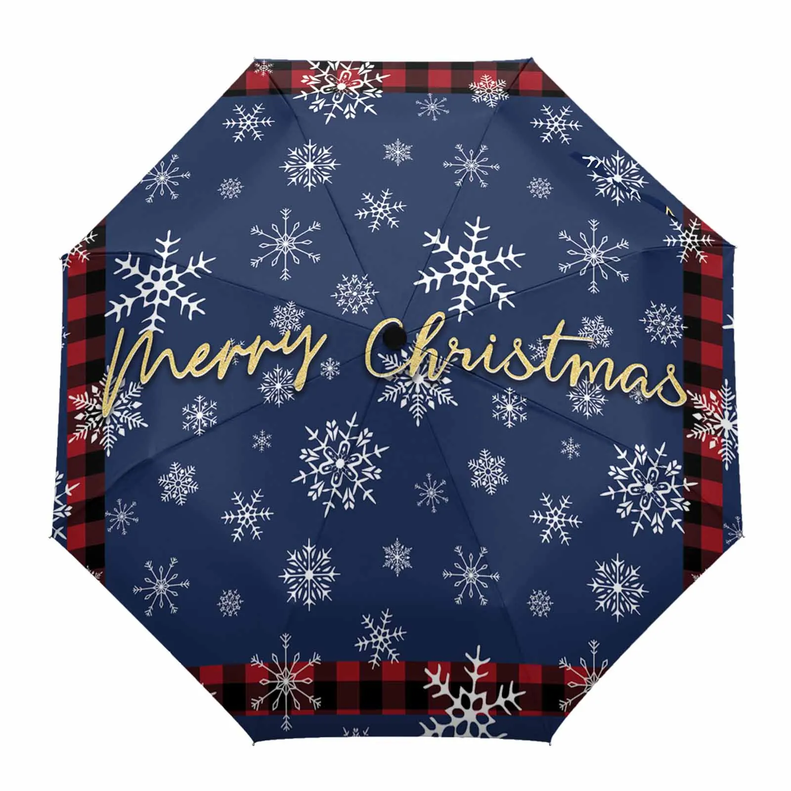 Grid Festival Snowflakes Flower Automatic Umbrella for Rain Foldable Parasol Umbrella Eight strand Outdoor Umbrellas