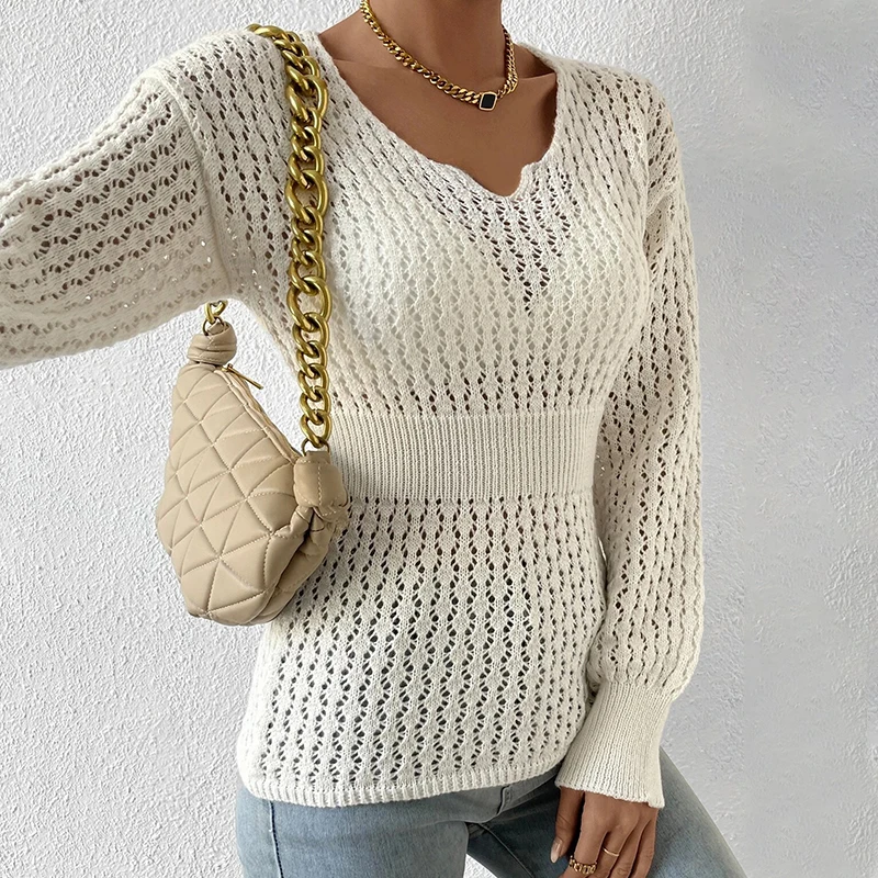 Designer Clothing Women's Knitted Sweater Hollow Design Women's