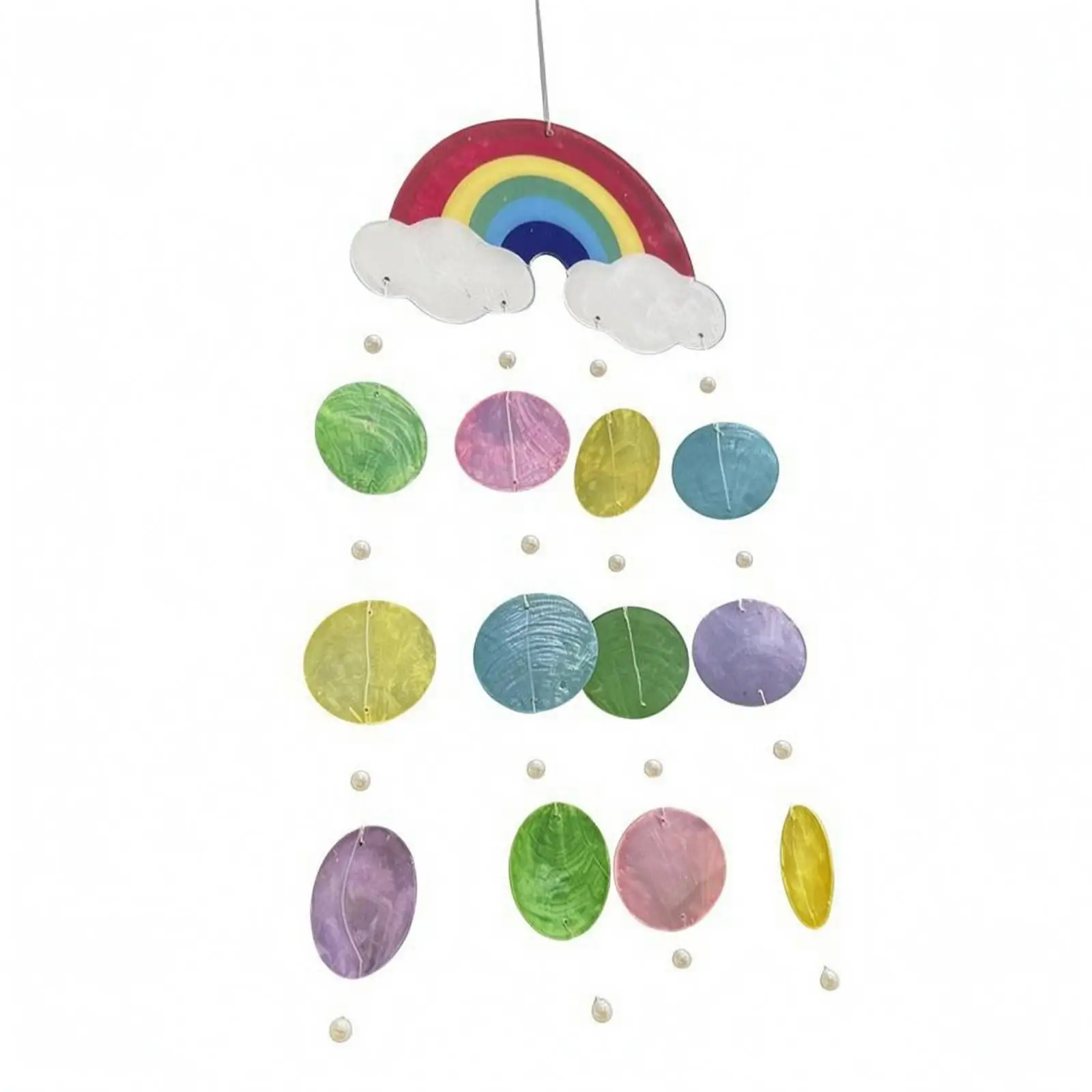 Hanging Wind Chime Ornament Translucent Dangling Disc Mobile Iridescent Hanging