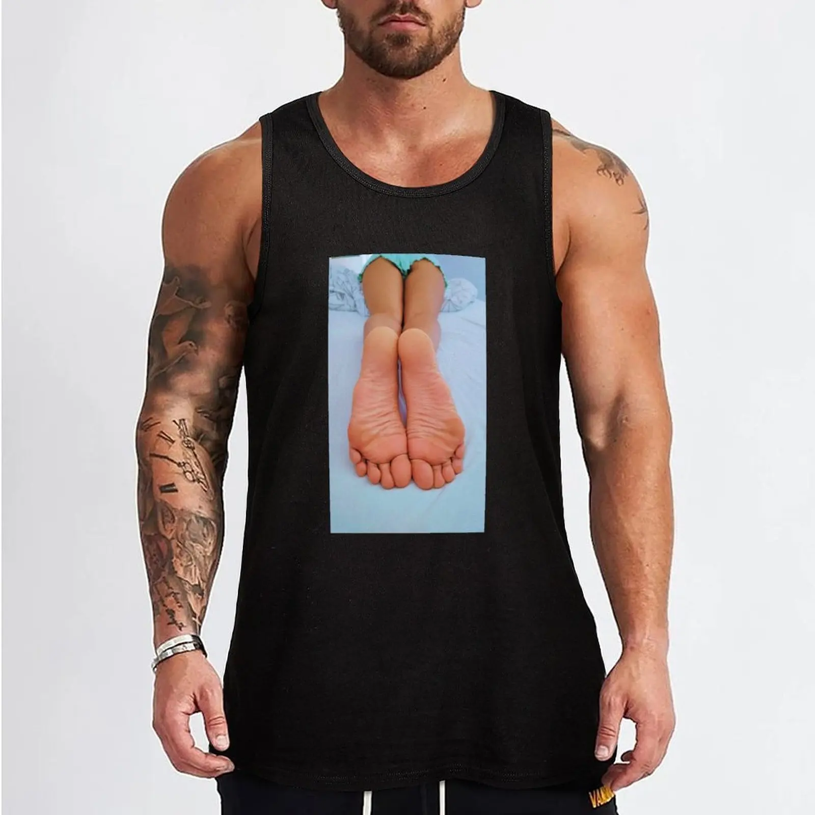 Sexy Feet Wrinkled Pink Soles Tank Top gym men Sports clothing