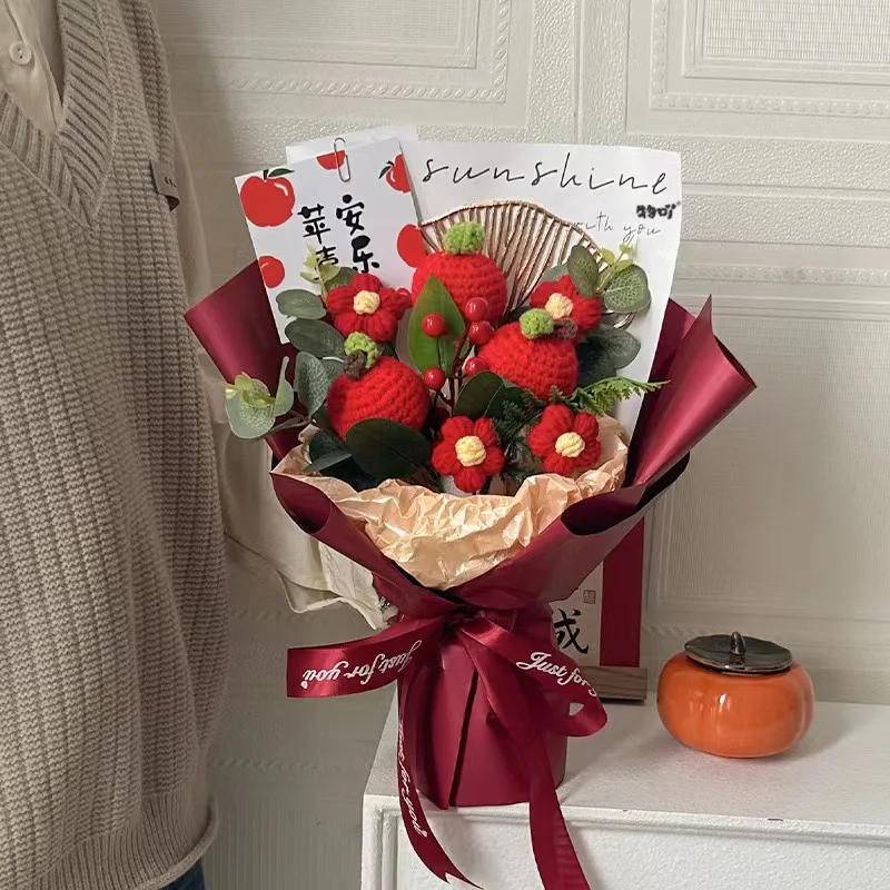 Crochet Bouquet Flower Graduation Bouquet Sunflower Strawberry Flower Finshed Handmade Flowers Graduation Gift 졸업꽃다발