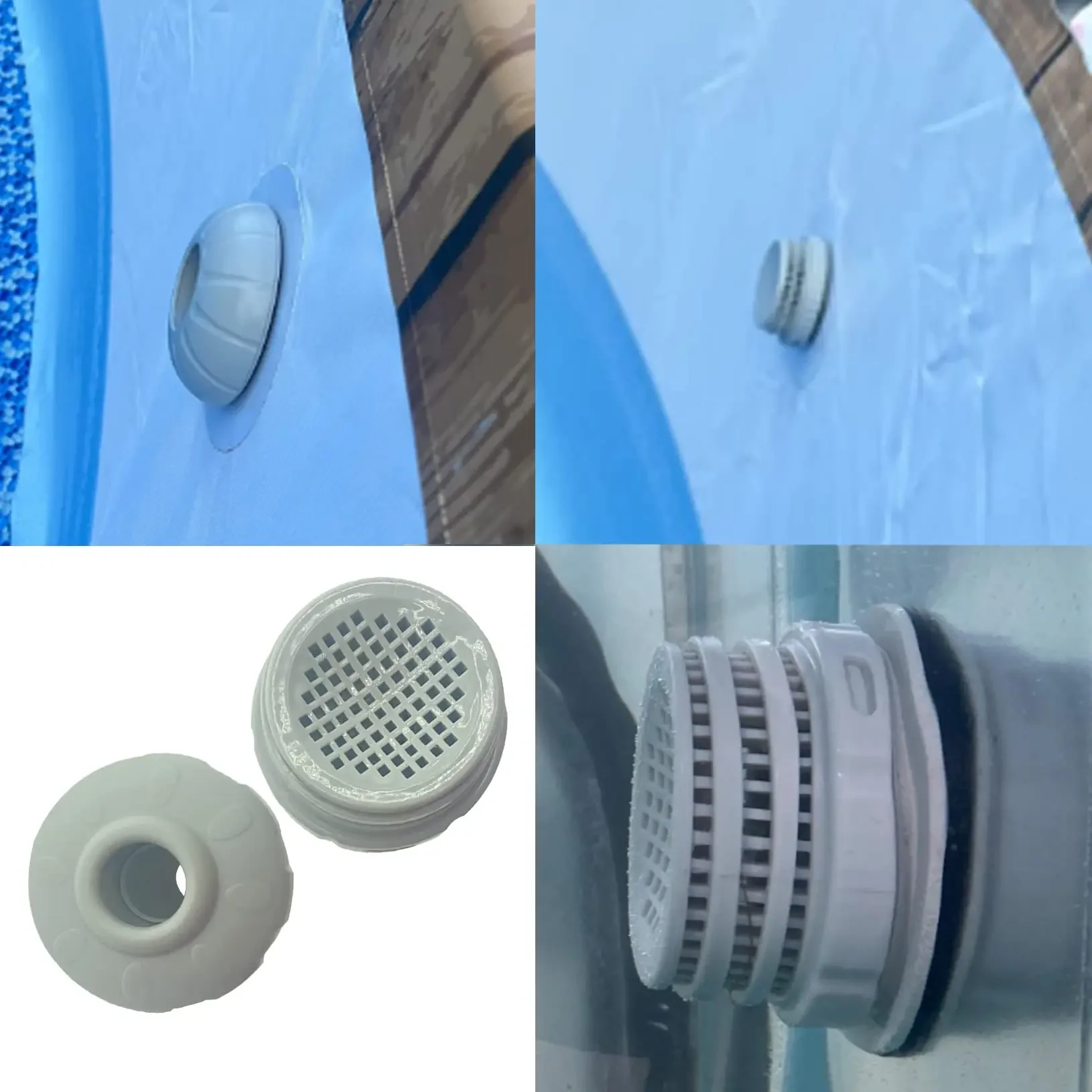 Above Ground Swimming Pool Water Jet Part Kit, Inlet Jet Nozzle, Strainer Grid, Pool Pipe Holder, Connect to 1.25” Hose