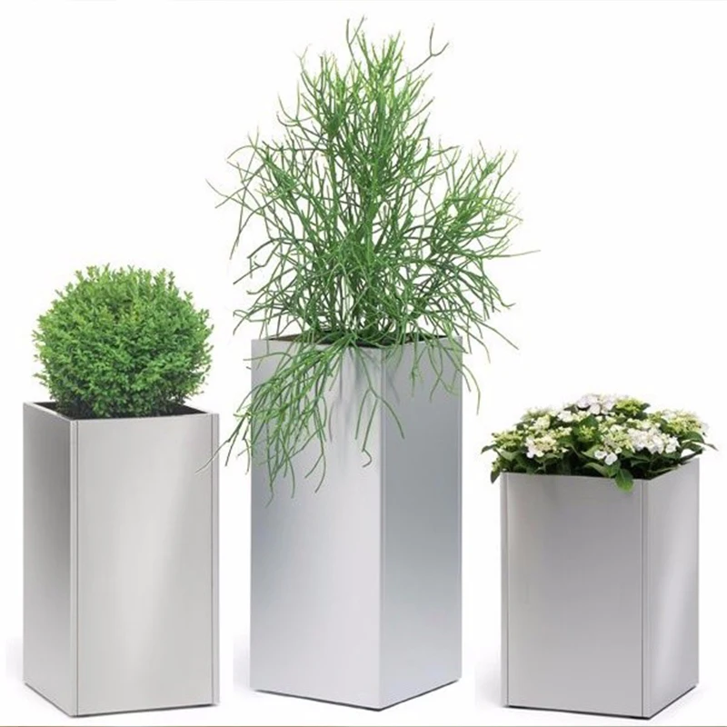 a for  Professional Supplier Outdoor Tall Rectangular Stainless Steel Powder Coated Planter for Garden & Home Use 37L Capacity