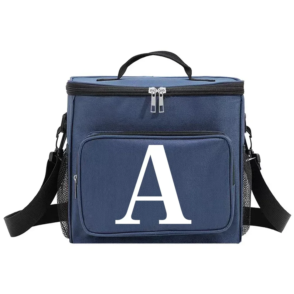 Insulated Lunch Bags Thermal Organizer Handbag Cooler Box for Student Portable Waterproof Camping Storage Boxes White Pattern