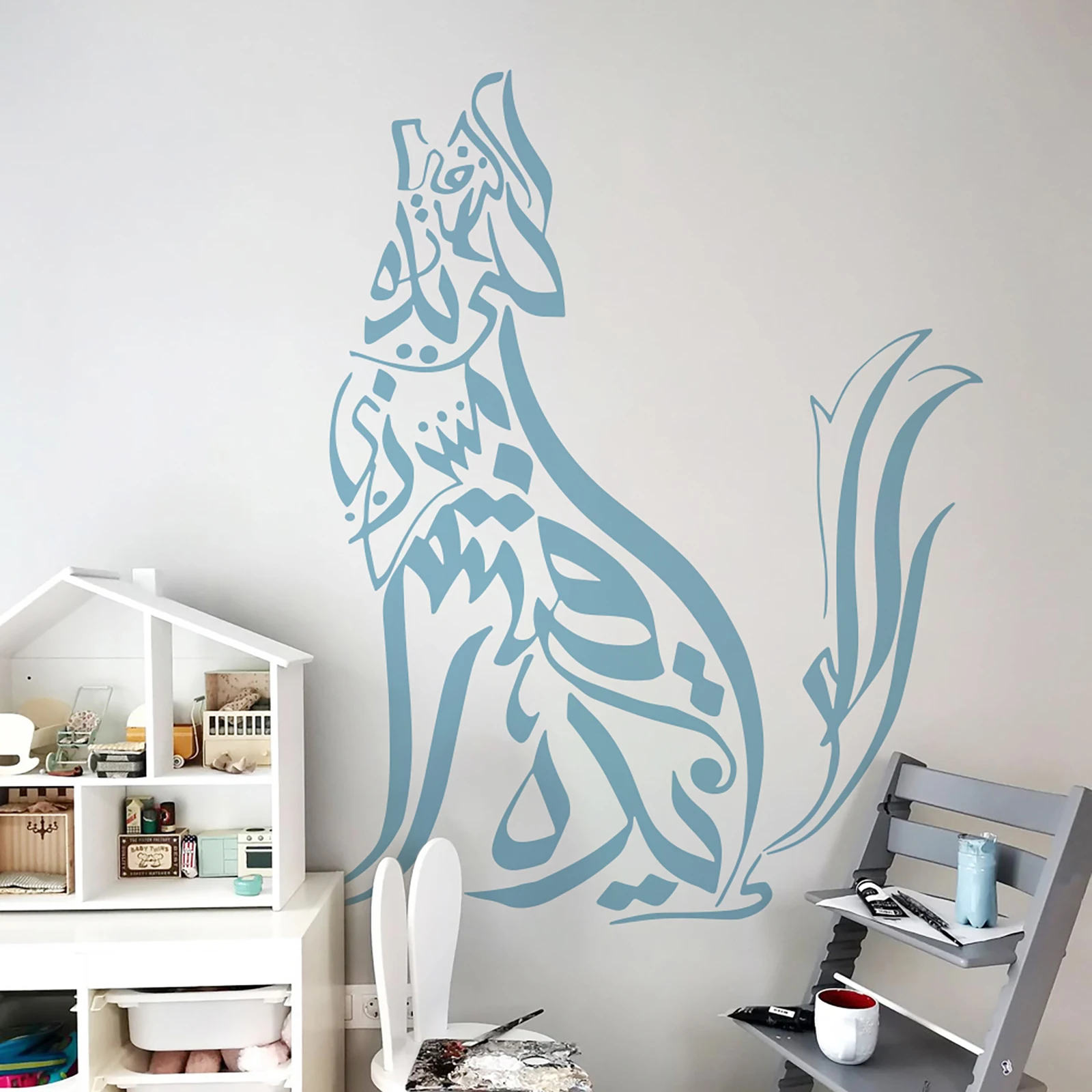 استنسل جداري للرسم 38 سنتيمتر-63 سنتيمتر قالب لطلاء الأثاث الخط الكلب الذئب العربية الفن الحيوانات الأليفة الثقافية ديكور المنزل ذاتي الصنع