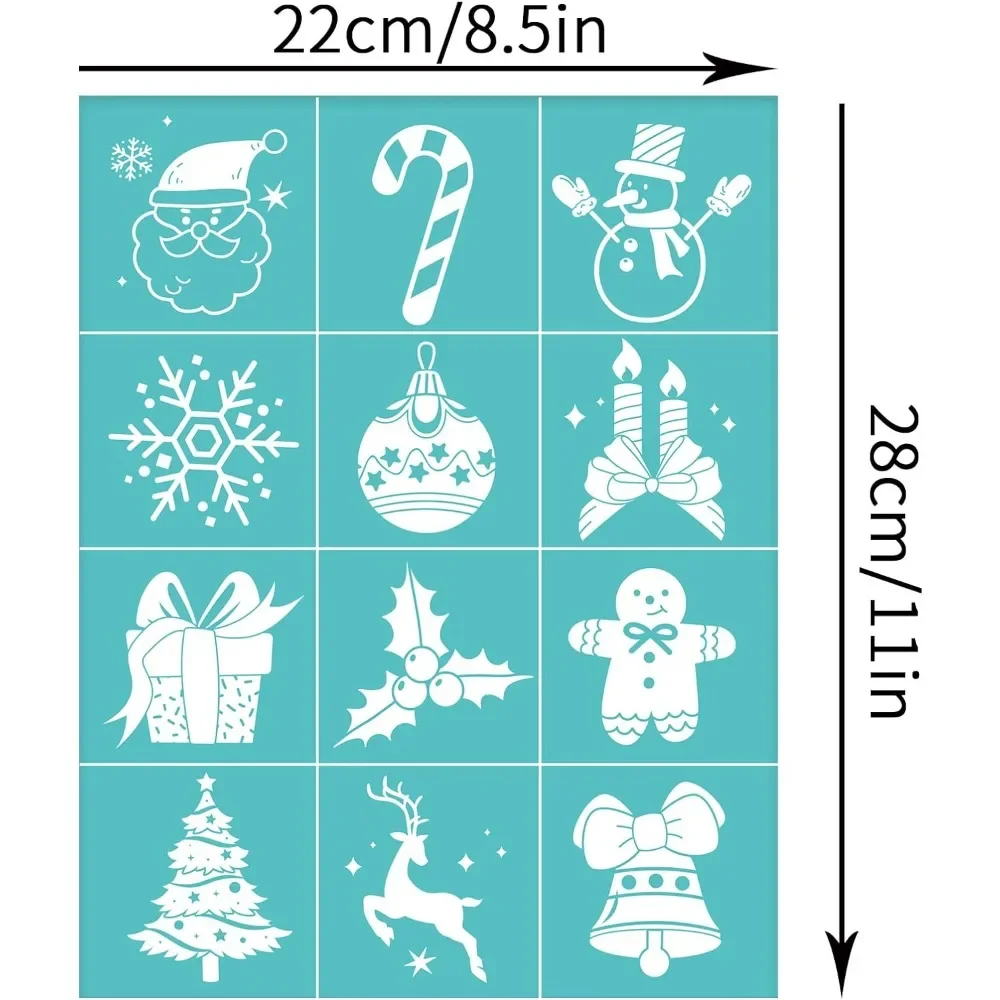 2pcs Silk Screen Stencils 8.7×11 inch Christmas SelfAdhesive Stencils Snowman Gingerbread Man Mesh Transfers Silk Screen Stencil