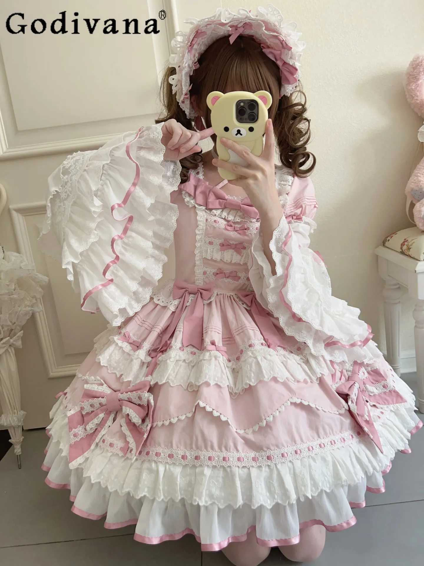 

2026 new Japanese original lolita women's OP dress sweet and cute ballet style cute doll-like bow princess sleeve dress