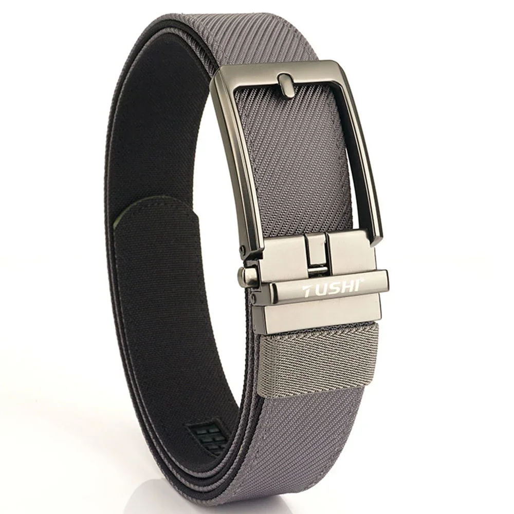 TUSHI Brand New 3.5 Wide Alloy Automatic Buckle Thickened Double-Layer Nylon Soft Mens Belt Versatile Casual Outdoor Pants Belt