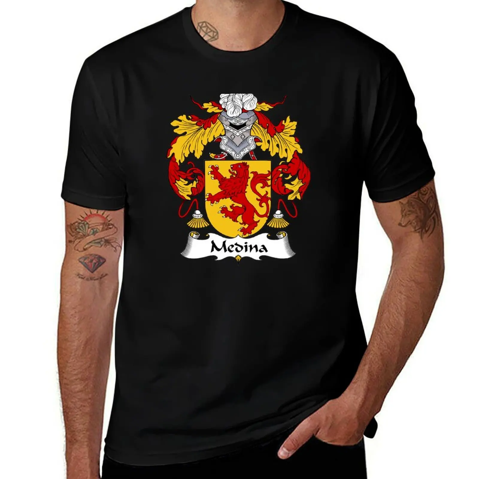 

Medina Coat of Arms/Family Crest T-Shirt Casual Daily Wear Short Sleeve Top