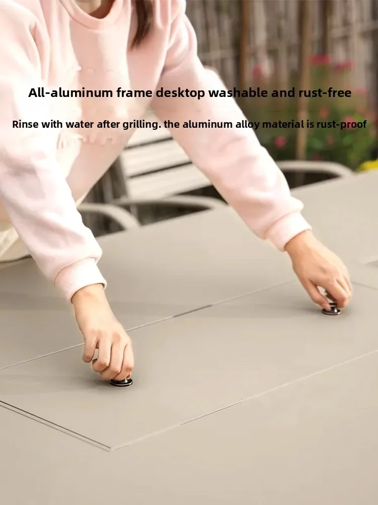 Outdoor barbecue table and chair combination garden aluminum alloy dining table and chair leisure open-air villa outdoor