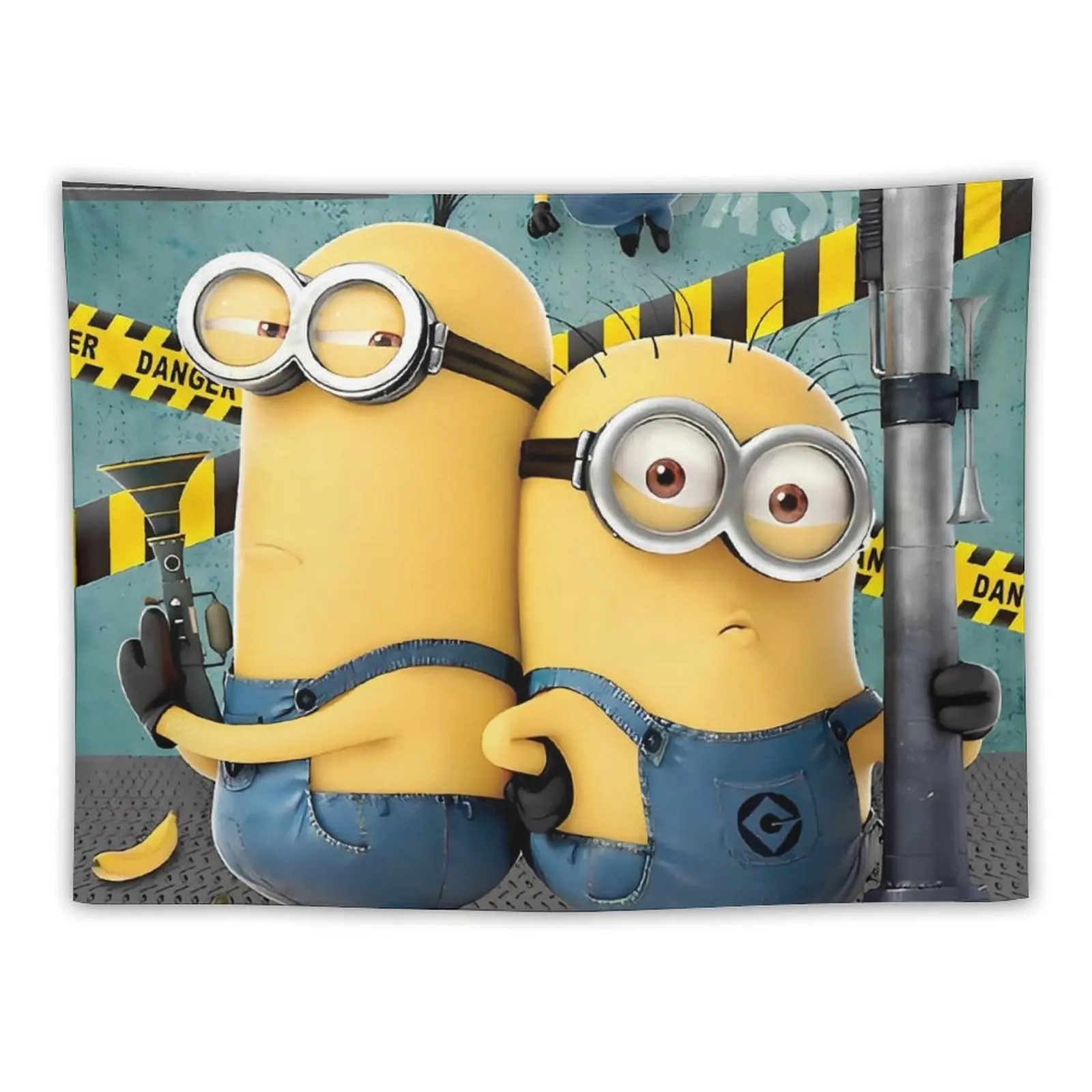 

Cute Cartoon Yellow Minions Tapestry Big Eyes Kawaii Background Cloth Wall Art Hanging Printed Bedroom Dorm Home Decor Blanket