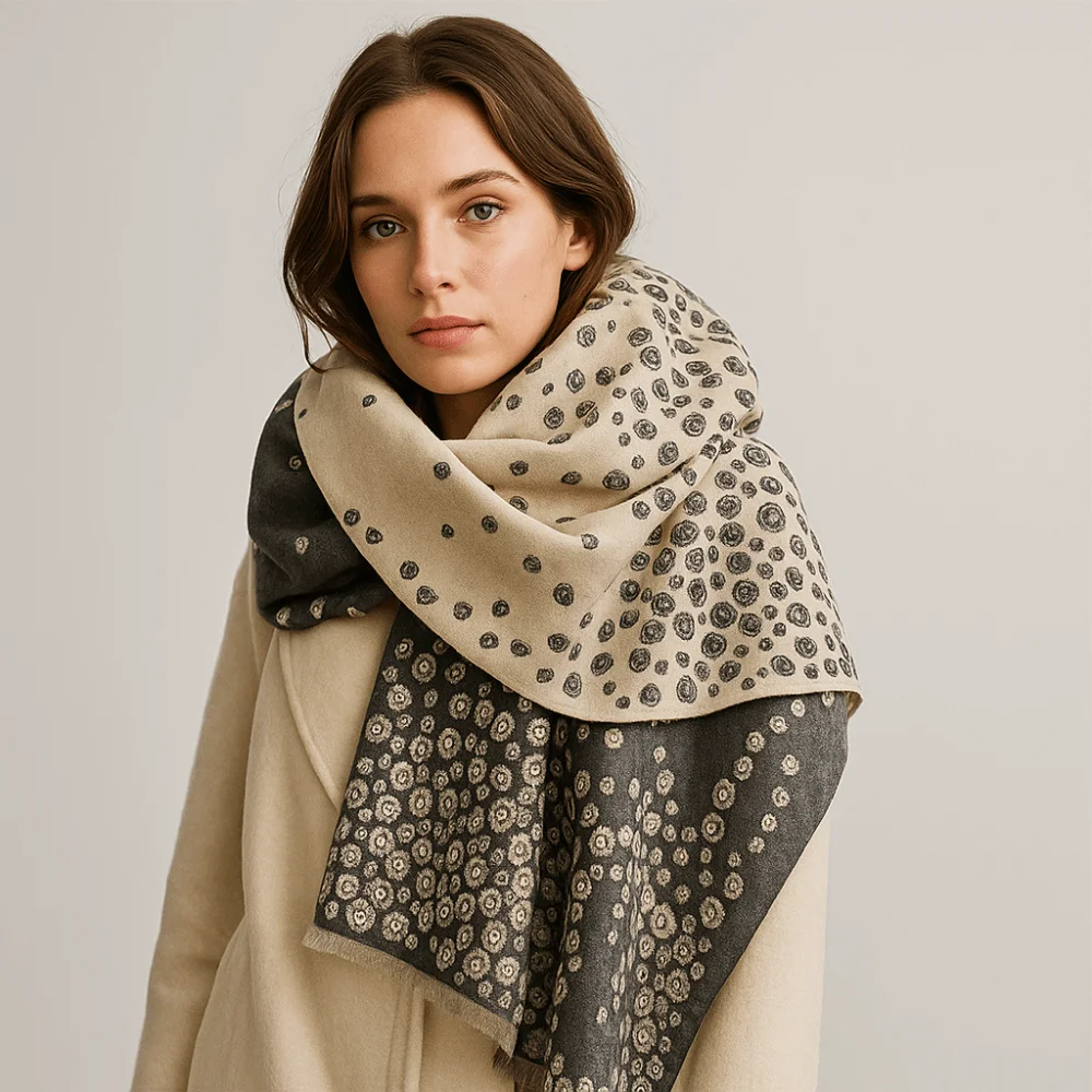 

Cozy Versatile Imitation Cashmere Scarves Windproof Elegant Poncho Scarves Thick Warm Winter Scarf For Autumn Winter