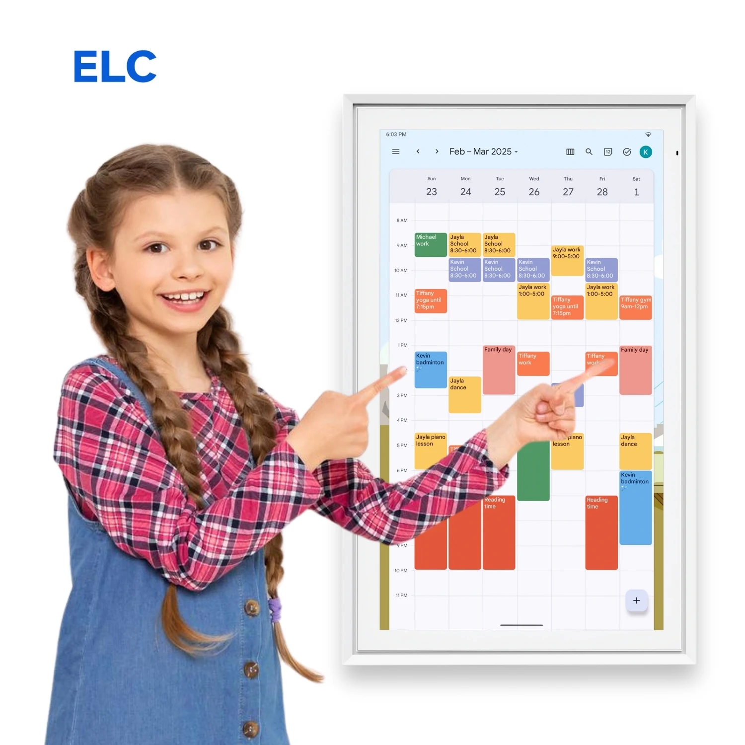 Digital Electronic Wall Calendar Touch Screen 27 Inch Android 14 FHD Event Management Chore Chart Clock Photo Frame Display
