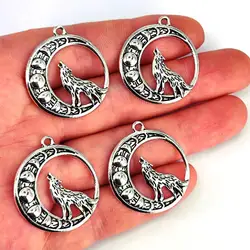 5pcs lunar eclipse Moon wolf charm making jewelry findings for DIY earring necklace